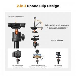 K&F Concept MS08 telefon tripod + Gopro adapter-2