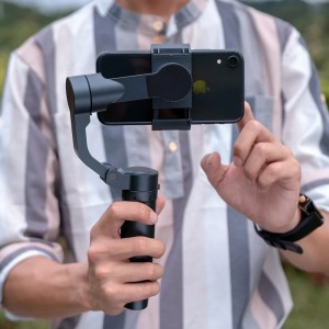  Techsuit - Telefon Gimball (F3) - 3 tengelyes stabilizátor, összecsukható, arckövetéssel és tárgykövetéssel, állvánnyal, távirányítóval, 2200mAh - Fekete-2