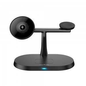 3 az 1-ben vezeték nélküli töltőállomás 15W fekete (magsafe, apple watch, airpods) Maxlife MXWC-03-13