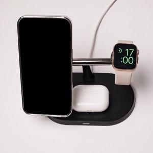 3 az 1-ben vezeték nélküli töltőállomás 15W fekete (magsafe, apple watch, airpods) Maxlife MXWC-03-8