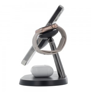 3 az 1-ben vezeték nélküli töltőállomás 15W fekete (magsafe, apple watch, airpods) Maxlife MXWC-03-4