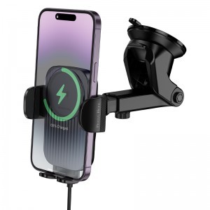 Borofone BH222 Vezeték nélküli töltéses autós telefontartó, fekete-2