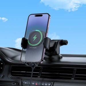 Borofone BH222 Vezeték nélküli töltéses autós telefontartó, fekete-5