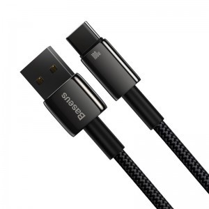 Baseus Tungsten Aranyozott USB A - USB Type-C kábel 100W 2m fekete (CAWJ000101)
