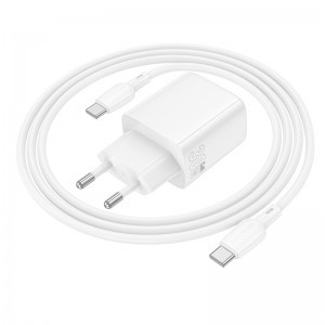 Borofone fali töltő BN29 Fuente - USB + Type C - QC 3.0 PD 30W Type C - Type C kábellel fehér GaN-5