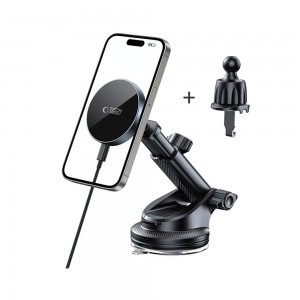 Tech-protect Mm15w-v5 magic-mágneses Magsafe műszerfal és szellőző autós tartó vezeték nélküli töltő 15W fekete/fekete-1