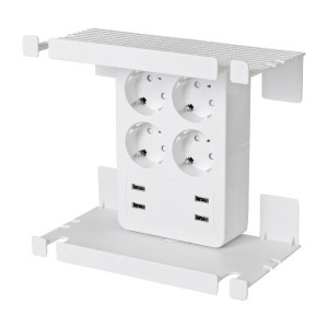 Home NV41USB tálcás USB-s elosztó, 4 földelt aljzat, 4 USB aljzat össz. 1,9A, elforgatható csatlakozódugó, max.3680W,-1