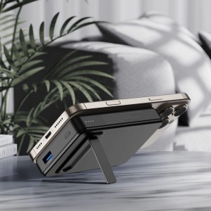 Wozinsky WLWP-10KA0Y3S 22.5W PD Qi2 10000 mAh powerbank támasztékkal, 1x USB-A, 1x USB-C - fekete-7