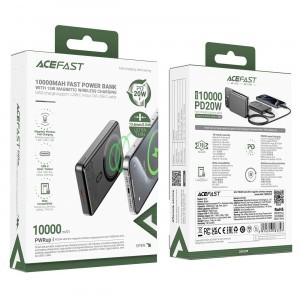 Powerbank Acefast M12-10000 PD20W ultra-vékony, MagSafe kompatibilis - fekete-4
