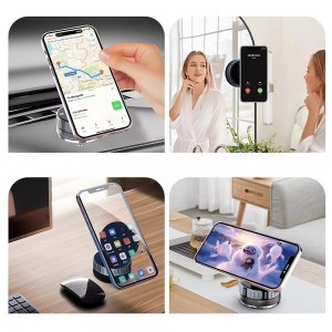  Techsuit - Autós tartó vezeték nélküli töltéssel (HOLD253) - MagSafe N52 mágnesek 15W, erős tapadókorong, műszerfalra - Fekete-4