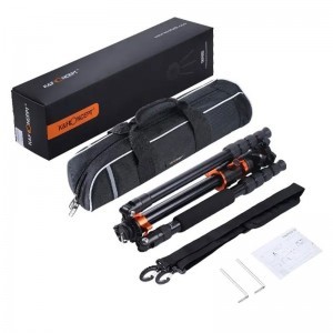 K&F Concept T255A4 dönthető középoszlopú állvány/monopod (aluminium) + BH-28L gömbfej-2