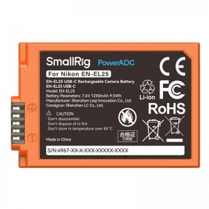 Smallrig 4967 EN-EL25 USB-C Rechargeable Camera Battery (Orange)-2