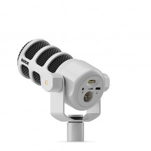 RODE PodMic USB-W broadcast minőségű dinamikus podcast és produkciós mikrofon XLR és USB-C csatlakozóval, fehér-1
