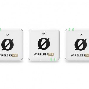 RODE Wireless ME Dual-W ultra kompakt digitális vezeték nélküli mikrofon rendszer két adóval, adókba és vevőbe épített mikrofonnal, fehér-1
