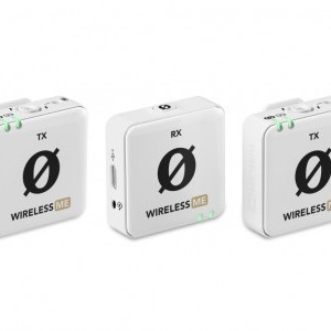 RODE Wireless ME Dual-W ultra kompakt digitális vezeték nélküli mikrofon rendszer két adóval, adókba és vevőbe épített mikrofonnal, fehér