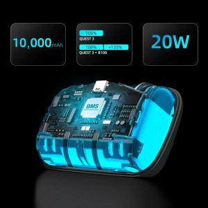 BoboVR S3 Pro tehermentesítő pánt Meta Quest 3 VR szemüveghez + B100 külső akkumulátor - fehér és fekete-7
