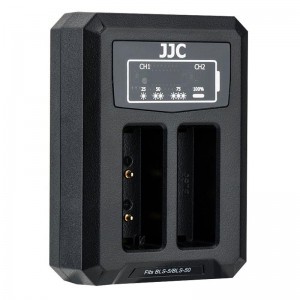 JJC DCH-BLS5UE USB Dual akkumulátor töltő Olympus BLS-1/5/50-hez-1