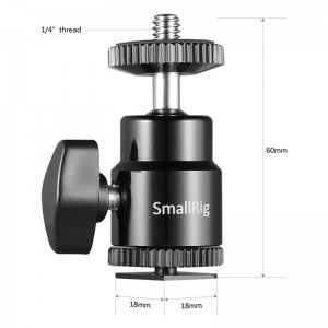 Smallrig 2059 Camera Cold Shoe -Ballhead-1/4SC 2P-2