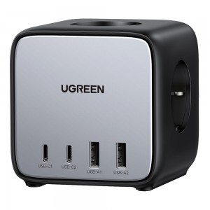 Ugreen - elosztó, fali töltő DigiNest Cube 7 az 1-ben CD268 (60113) - GaN, 2x USB-C, 2x USB, 3x AC, 2990W, 13A, PD65W - Fekete-15