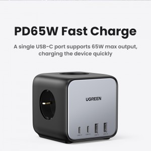 Ugreen - elosztó, fali töltő DigiNest Cube 7 az 1-ben CD268 (60113) - GaN, 2x USB-C, 2x USB, 3x AC, 2990W, 13A, PD65W - Fekete-14