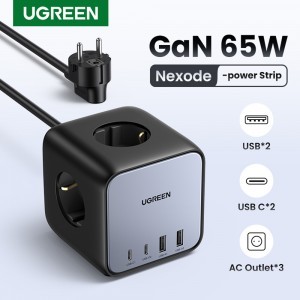 Ugreen - elosztó, fali töltő DigiNest Cube 7 az 1-ben CD268 (60113) - GaN, 2x USB-C, 2x USB, 3x AC, 2990W, 13A, PD65W - Fekete-9