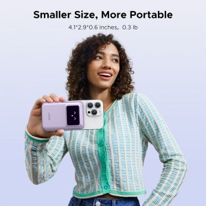 Ugreen - PB571 (35606) Power Bank - digitális kijelzővel, gyors töltés, mágneses, vezeték nélküli, 5000mAh, USB-C, 18W, 3A - Lila-9