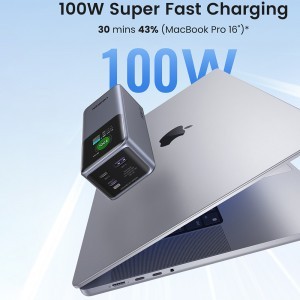 Ugreen - Power Bank PB721 (35524B) - digitális kijelzővel, gyorstöltés, 20000mAh, USB, 2x Type-C, 130W, QC, PD, 5V/3A - Szürke-11