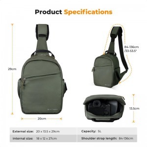 K&F Concept 5L Urban Wander Sling Bag U08 (Zöld)-4