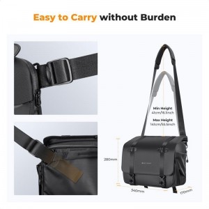 K&F Concept 10L Urban Wander Sling Bag U10 (Fekete)-3