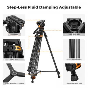 K&F Concept VA3+BV20 Twin Leg Videó állvány-1