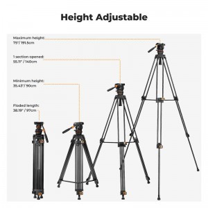 K&F Concept VA3+BV20 Twin Leg Videó állvány-5