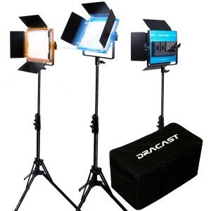  Dracast X Sorozat LED500 Kétszínű LED 3 Lámpás Készlet Nylon Párnázott Utazótáskával
