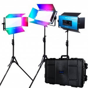  Dracast X Sorozat LED1000 RGB és Két Színű LED 3 Lámpás Készlet Fröccsöntött Utazótáskával