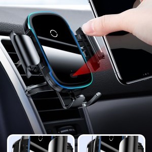 Baseus Smart elektromos autós telefontartó és Qi vezeték nélküli töltő fekete (WXHW03-01)-3