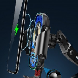 Baseus Smart elektromos autós telefontartó és Qi vezeték nélküli töltő fekete (WXHW03-01)-1