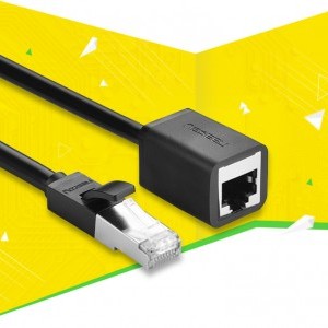 UGREEN hálózati kábel RJ45 Ethernet hosszabbító, kat. 6, FTP, 5m-es fém dugóval (fekete)-1