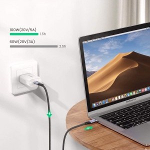 Ugreen US355 USB-C - USB-C 3.1 Gen.2, PD, 5A, 100W, 4K, 10Gbps, 1m (fekete)-2