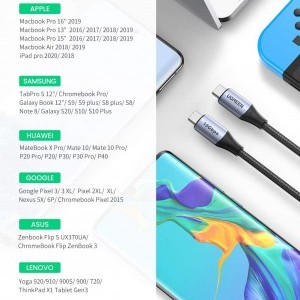 Ugreen US355 USB-C - USB-C 3.1 Gen.2, PD, 5A, 100W, 4K, 10Gbps, 1m (fekete)-4