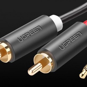 Ugreen AV102 kábel 2x RCA (Cinch) jack 3.5mm 10m (fekete)-1