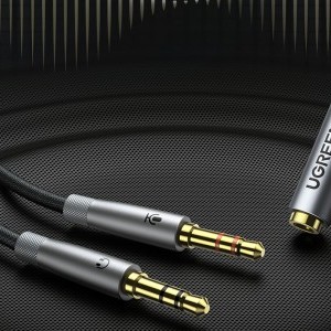 Ugreen AV193 AUX audio splitter fejhallgató + mikrofon 3.5mm-es mini jack kábelhez (szürke)-3