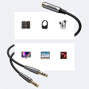 Ugreen AV193 AUX audio splitter fejhallgató + mikrofon 3.5mm-es mini jack kábelhez (szürke)-4