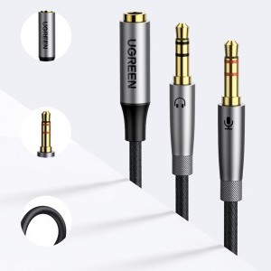 Ugreen AV193 AUX audio splitter fejhallgató + mikrofon 3.5mm-es mini jack kábelhez (szürke)-5