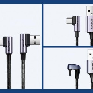 Ugreen US176 USB - USB-C kábel, 90 fokban döntött, 3A, 2m (fekete)-3