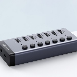 Ugreen 7in1 HUB elosztó adapter USB-C, 7x USB-A 3.0 12V 2A (fekete)-2