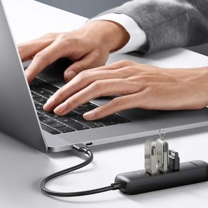 Ugreen CM416 4 az 1-ben USB HUB elosztó adapter, 0.25m (fekete)-5
