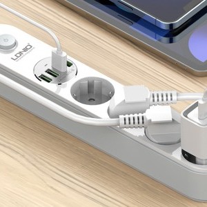 LDNIO 3.4A hálózati elosztó 4x aljzat/ 4x USB -s fehér, elosztó usb-vel, hosszabbító (SE4432)-6