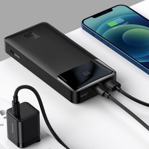 Baseus Bipow 30000mAh powerbank kijelzővel 15W + USB-A - Micro USB kábel 0,25m fekete (PPBD050201)-5