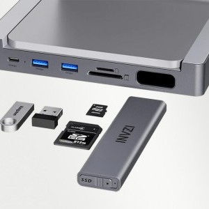 INVZI MagHub 8 az 1-ben USB-C Dokkoló Állomás / Hub iMac-hez SSD Hellyel (Szürke)-1