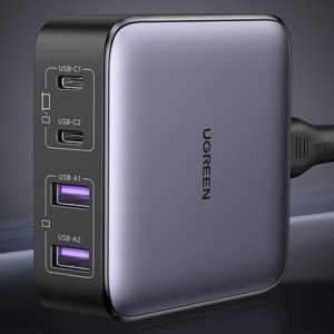 UGREEN CD327 Nexode Töltő, 2x USB-C, 2x USB-A, GaN, 65 W (Szürke)-4