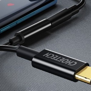 USB-C - Jack 3.5mm Audio Jack adapter Choetech AUX003 USB-C 3,5 mm-es  (fekete) DAC kábel-2